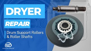 How to Replace W10314173 Drum Support Rollers and Roller Shafts on Whirlpool Dryer Model WED8900BC0