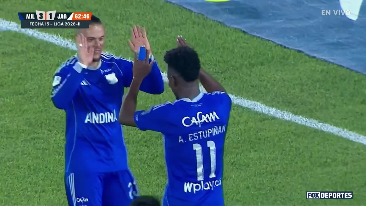 DOBLETE Andrey Estupiñán | Millonarios 3-1 Jaguares | Fecha 15, Finalización 2026 | Liga Dimayor