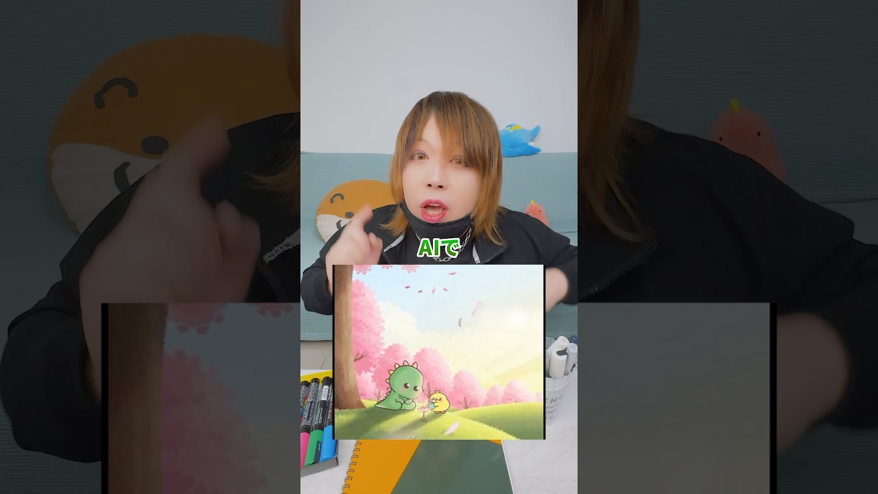 どっちが好き？自分で描いた可愛い恐竜をAIで動かしてみた！part6  #shorts  #かわいいイラスト #恐竜 #お絵描き   #新生活 #春