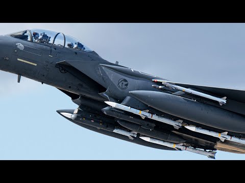 US Air Force F-15E Strike Eagle Fighter Jets Fly to Poland from the UK • NATO