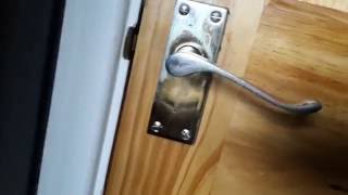 How to emergency exit a room with a broken door handle. Tool & Macgyver style methods