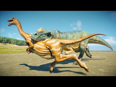 CERATOSAURUS PACK HUNTING GALLIMIMUS HERD - Jurassic World Evolution 2