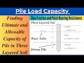 Ultimate And Allowable Capacity Of Pile In Three Layered Soil With Water Table Solved Problem