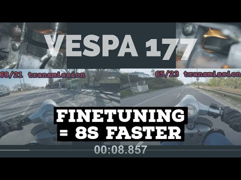 vespa DR 177: PnP vs FINE tuning = 8s! faster /  acceleration 0-100kmh / 68-21 vs 65-23 / FMPguides