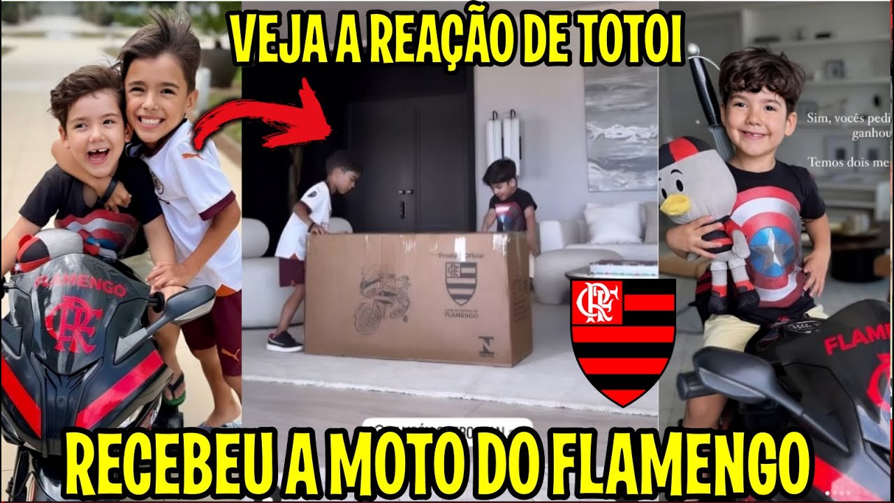 VEJA A REAÇÃO DE TOTOI RECEBENDO A MOTO DO FLAMENGO "MUITO EMOCIONANTE" FICOU MUITO FELIZ
