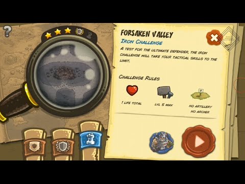 Kingdom Rush - Forsaken Valley (Level 11) Iron Challenge Hard/Veteran Difficulty Walkthrough