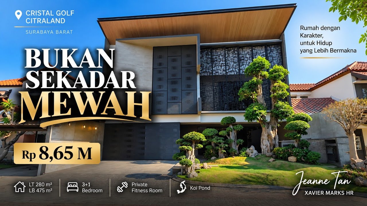 Artistic Premium House at Cristal Golf Citraland Surabaya | Land Area 280 m² Building Area 475 m²