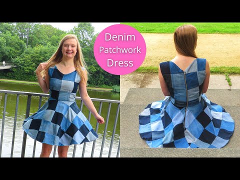 I made a patchwork denim dress/ SEW with me! (great...