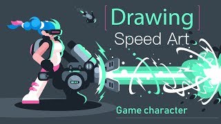 Girl game character - Speed Art Drawing vector ill