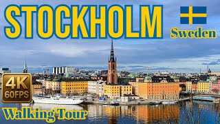 Stockholm Sweden Walking Tour in 4K 60fps | Old Town, Drottninggatan & Djurgården – March 2025