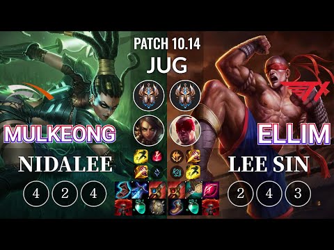 HLE Mulkeong Nidalee vs T1 Ellim Lee Sin Jungle - KR Patch 10.14