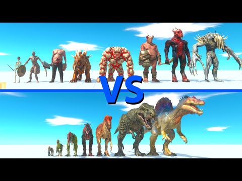 INFERNALS Team vs CARNIVORE DINOSAURS Team - Animal Revolt Battle Simulator