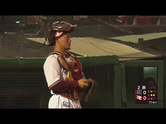 【ファーム】守備で躍動!! イーグルス・安田悠馬の見事な盗塁阻止!! 2022年8月26日  東北楽天ゴールデンイーグルス 対 千葉ロッテマリーンズ