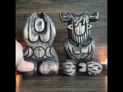 Cernunnos + Goddess statue | Triple moon Moon phase art Yggdrasil Moon phases Witch altar Horned god