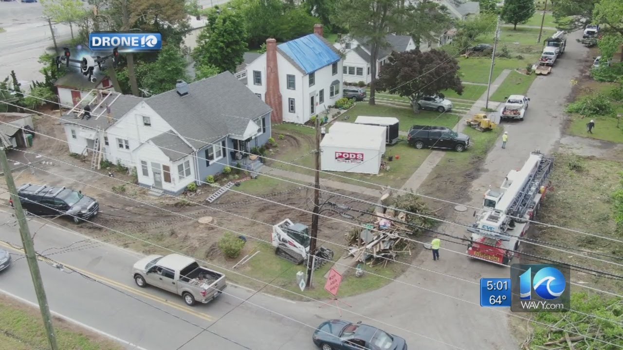 Cleanup continues after tornado damages businesses, homes in Suffolk