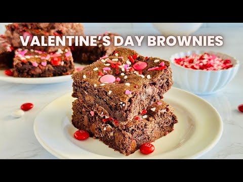 Easy Valentine’s Day Brownies with M&Ms! 💖 One-Bowl Recipe | Quick Brownie Recipe | Valentine Treats