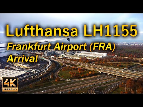 Lufthansa LH1155 Chegada ao Aeroporto de Frankfurt (FRA) em um dia de outono / Aviação / 4K