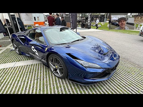 Ferrari F8 Spider super hyper sport car Cabrio convertible blue color walkaround and interior V1000