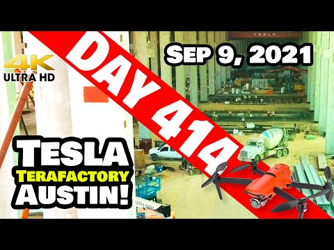 Tesla Gigafactory Austin 4K  Day 414 - 9/9/21 - Tesla GIGA PRESS FOUNDATIONS POURED AT GIGA TEXAS!