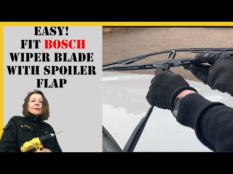 Part of a video titled Easy! Orientate and fit Bosch wiper blade with spoiler flap in 2 minutes