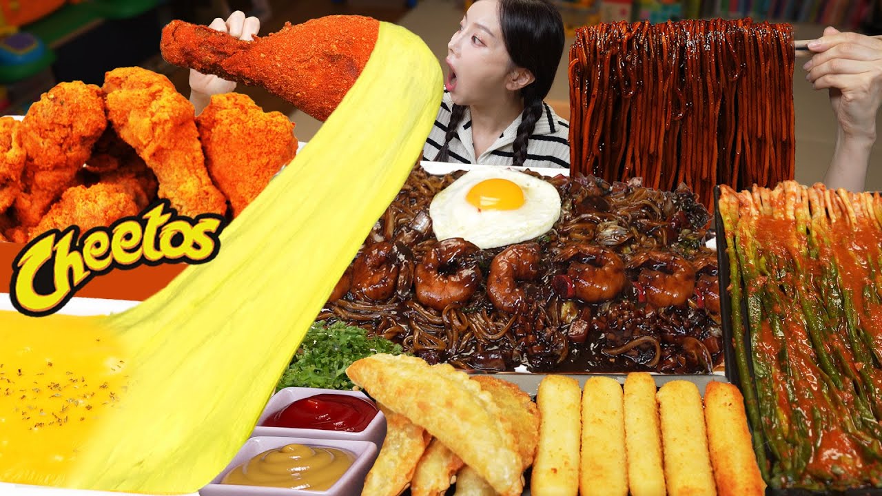 매콤한 치토스 치킨 🔥 배달 짜장까지 야무지게 먹방 ! Cheetos Chicken & Jjajang Myeon Korean Food Mukbang ASMR Ssoyoung