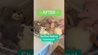 Maximize corner space with this cute stuffed animal hammock! #toystorage