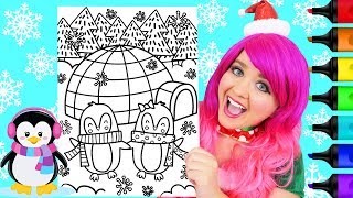 Coloring Christmas Penguins & Igloo Winter Coloring Page Prismacolor Markers | KiMMi THE CLOWN