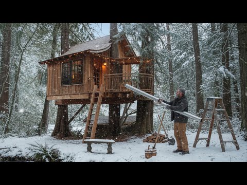 Building a Cozy Treehouse Cabin for Winter Living