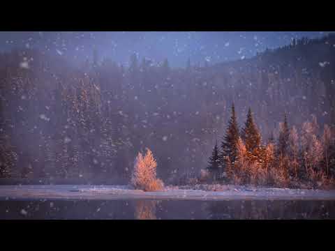 Muzica relaxanta - peisaj de iarna - ninsoare de poveste pe marginea lacului inghetat