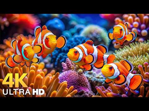 AQUARIUM 4K (ULTRA HD) - Beautiful Fish Swimming & Colorful Sea Life Video 🐠 Deep Sleep Music #2