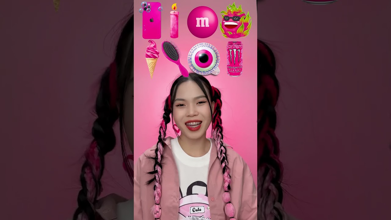 Random Pink Food ASMR Mukbang #3 🌸🦑💋 #shorts #mukbang #asmr #eating