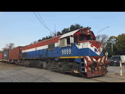 [8K] Colorido tren de contenedores de NCA con destino a Ferreyra pasando por Marcos Juárez!!!!!!