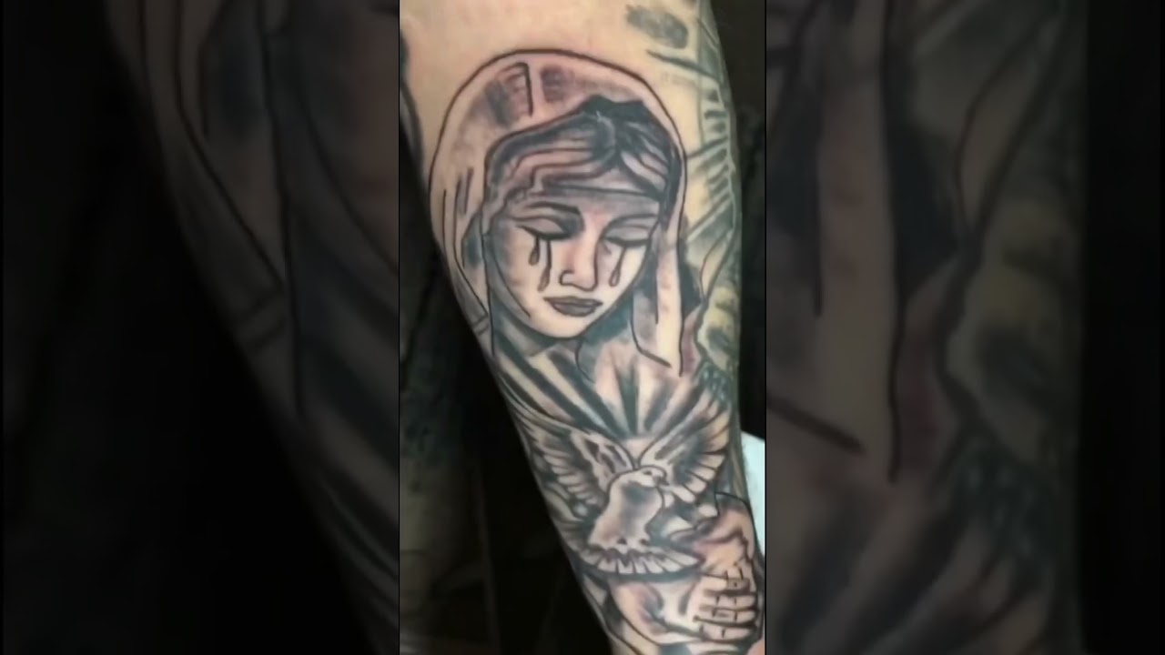 “Virgin Mary” tattoo I did on a client’s arm.