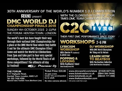 DMC World DJ Final 2015: Sun 4th October + C2C + All Day Workshops!