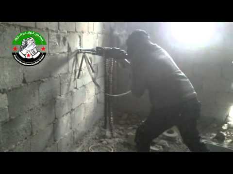 استهداف نقاط تمركز في جبهة الحويقة أثناء عمليات السيطرة على الريف الغربي في دير الزور بواسطة رشاش بي كي سي من قبل اللواء 111