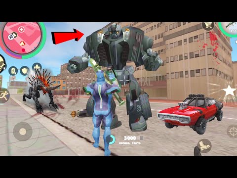 Rope Hero: Vice Town (Car Robot Surrendered to Rope Hero) Monster on Road Side - Android Gameplay HD