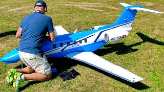 STUNNING !!! HUGE RC PILATUS PC-24 SCALE MODEL TURBINE JET / FASCINATING FLIGHT DEMONSTRATION !!!