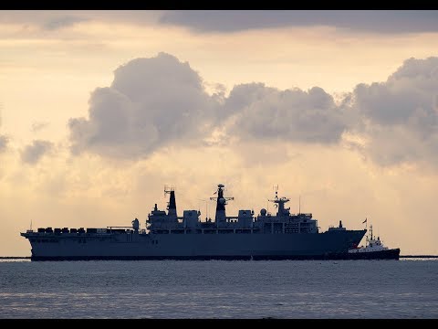HMS Albion departs Devonport