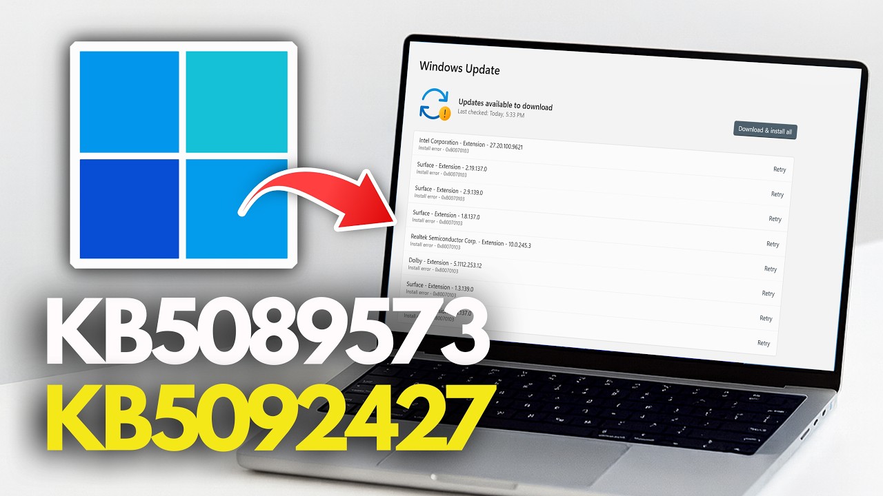 KB5089573/KB5092427 Update Not Installing Error Code 0x80070005/0x80240008/0x80070020 Windows 11 FIX