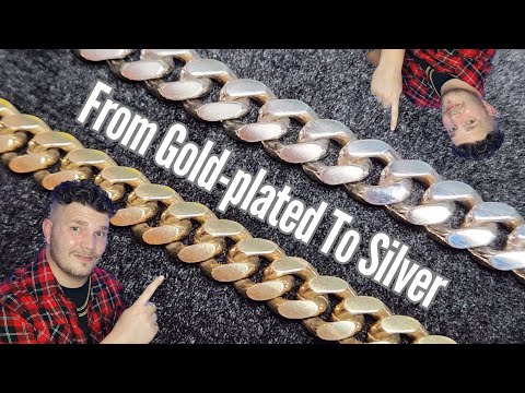 How To Remove Gold-plating from a Gold-plated Silver Miami Cuban Link Chain!