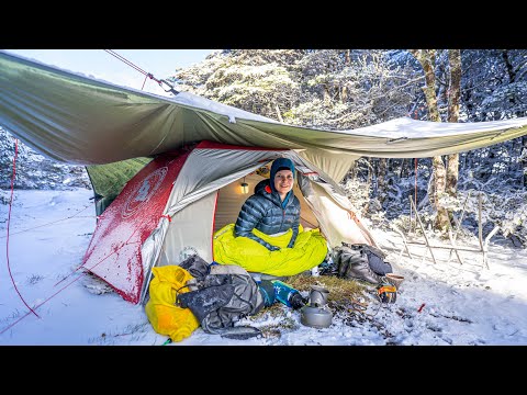 WINTER Camping With My Wife - overnight BLIZZARD