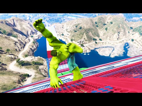 GTA V HULK Falling off Highest Buildings, Mega Ramp & Ragdoll Fails
