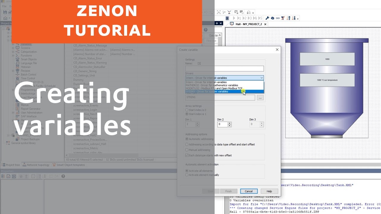 Creating variables in zenon