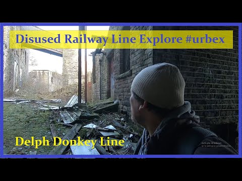 Abandoned railway walk, Abandoned mills, industrial heritage. Delph Donkey line. Disused railway.