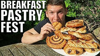 BREAKFAST PASTRY FEST | Man vs Food | Full Day of Eating (In The Car)