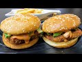 McDonald's McSpicy Paneer Burger Recipe | paneer burger recipe | veg burger recipe | burger recipe