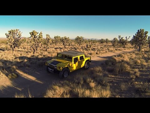 Hummer H1 offroad in Mojave Desert, Drone chase Las Vegas experience.