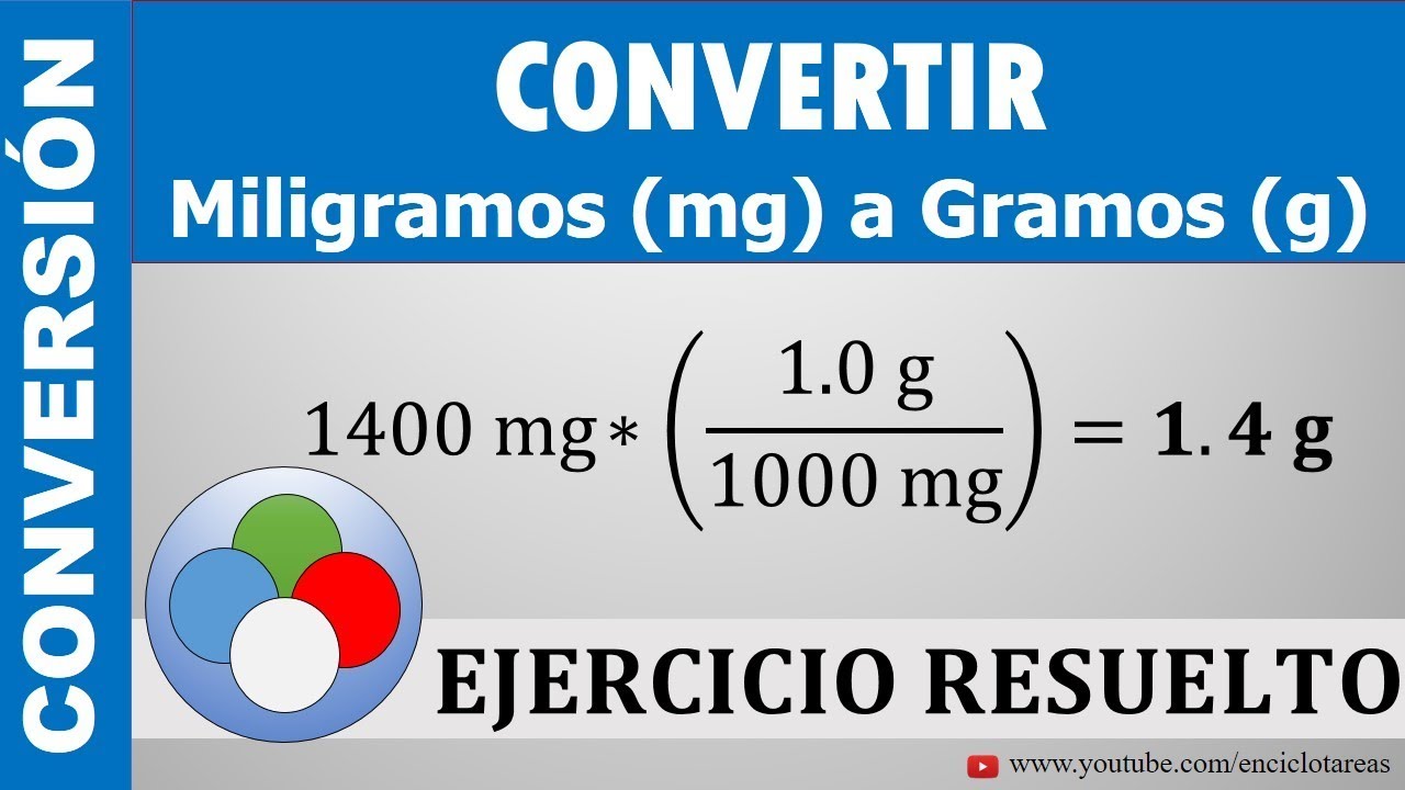 CONVERTIR DE MILIGRAMOS (mg) A GRAMOS (g) - (mg a g)