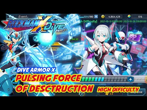 Rockman X Dive (TW) Dive Armor X dominates  "Pulsing Force of Destruction" (High Difficulty)