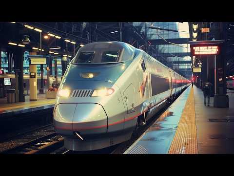 Amtrak's Acela Express Train ambience on a rainy night | train and rain sounds for 10 hours